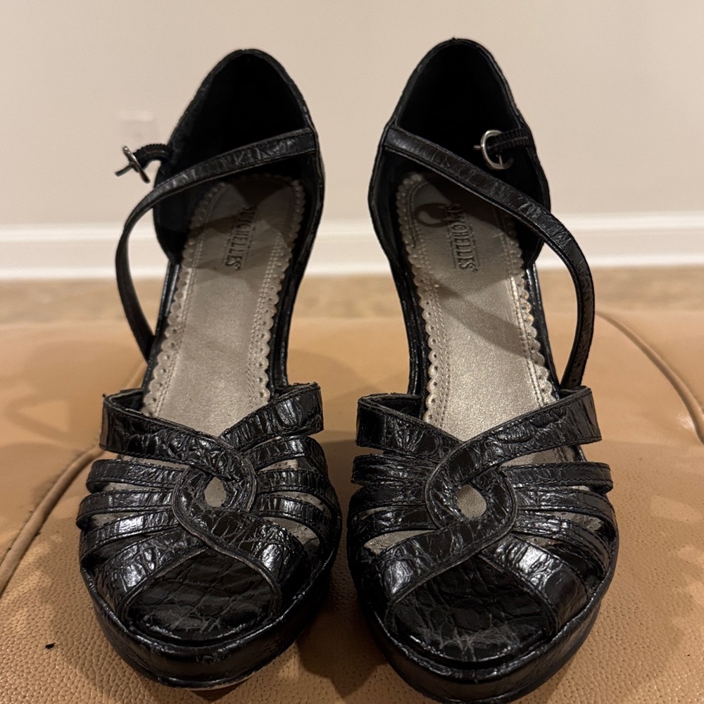 SEYCHELLES Black LEATHER Strappy Heels - Picture 2 of 7